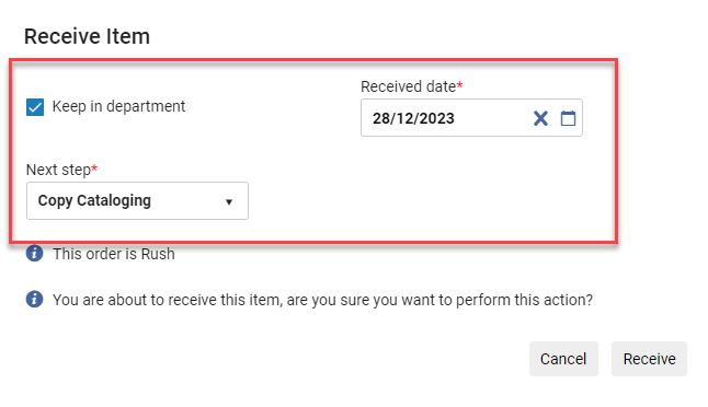 Receive Item Pop Up.