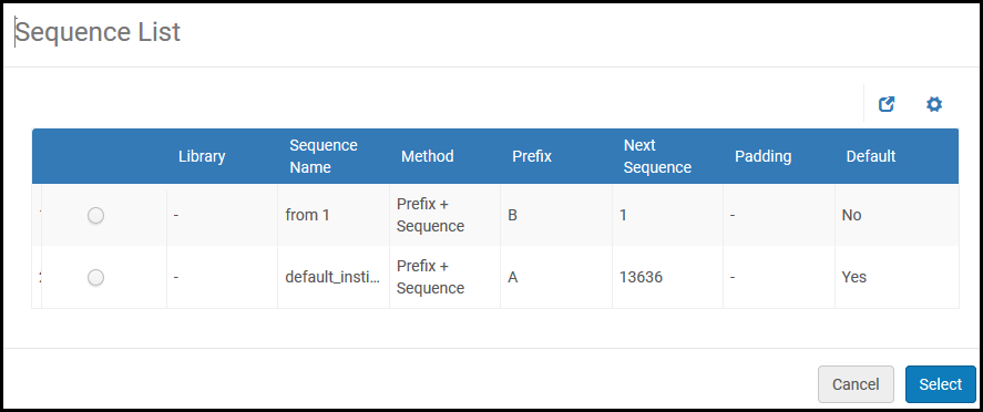 The List of Institution-Level Barcode Generation Options.