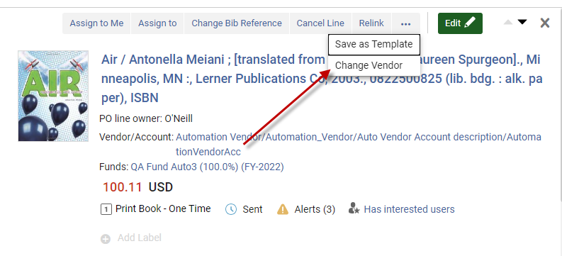 change vendor.