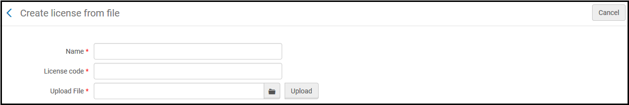 The Required Fields for new License.