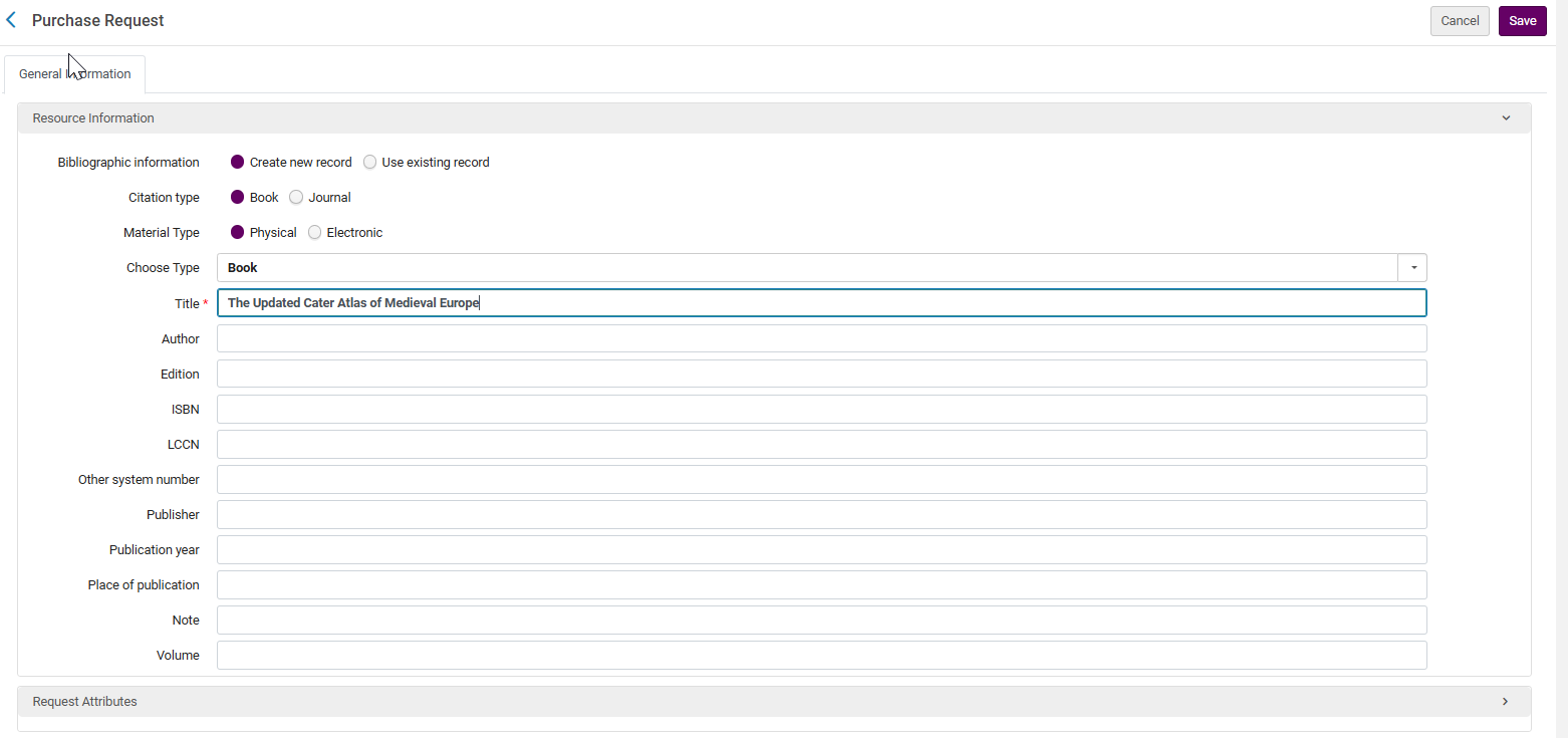 The Purchase Request form.
