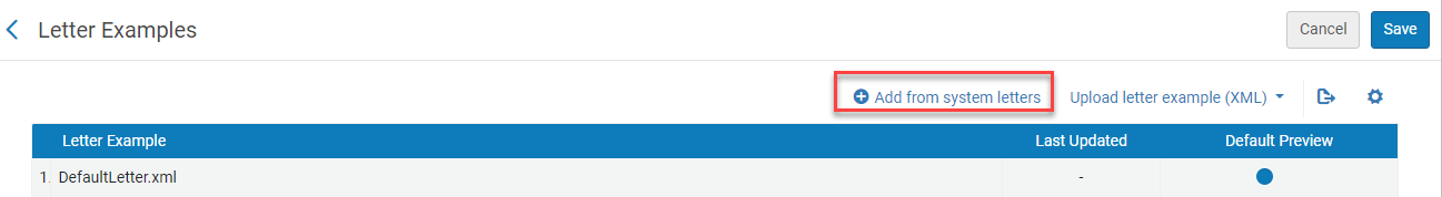 Add from system letters