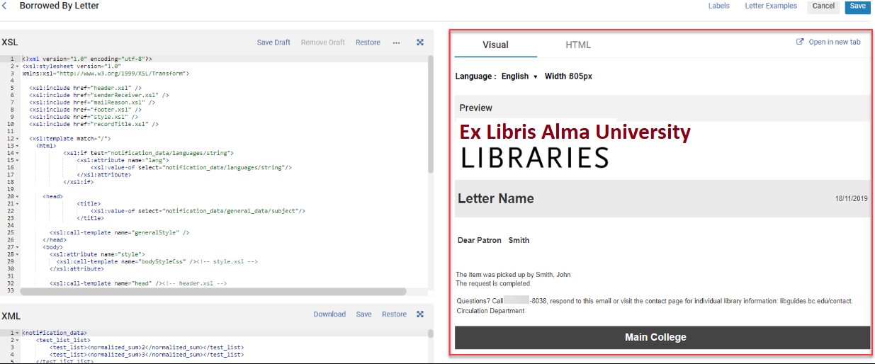 Borrowed by letter in preview pane