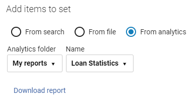 Create Itemized Set - From Analytics