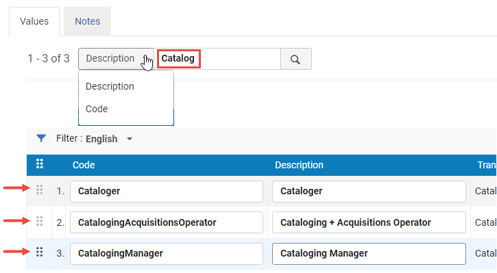 Inner Search functionality in Code Tables