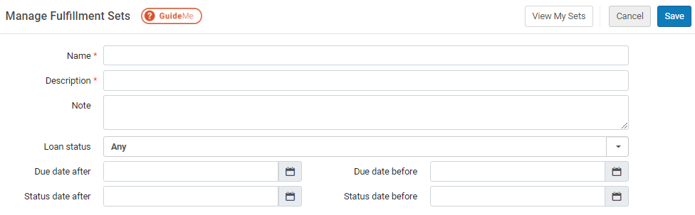 Manage Fulfillment Sets Page
