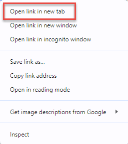 Open in a new tab drop down menu