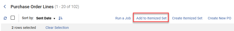 The Add to itemized set button