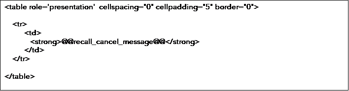 The Lending Recall Email Letter before customizing for cancell recall.