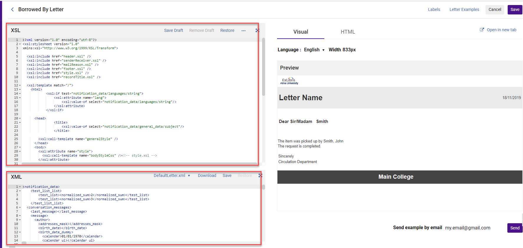 XSL and XML Panes