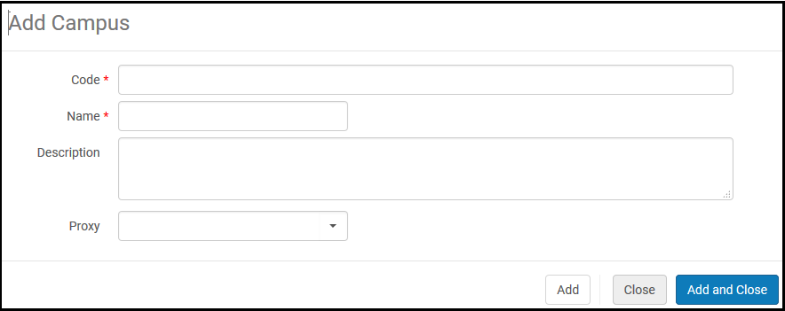 Add Campus Dialog Box