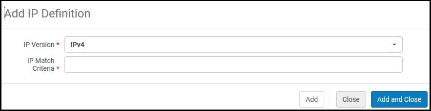 Add IP Definition Dialog Box