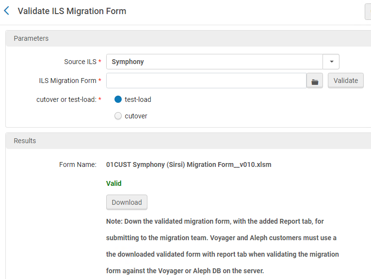 Validate ILS Migration Form Page with Valid File