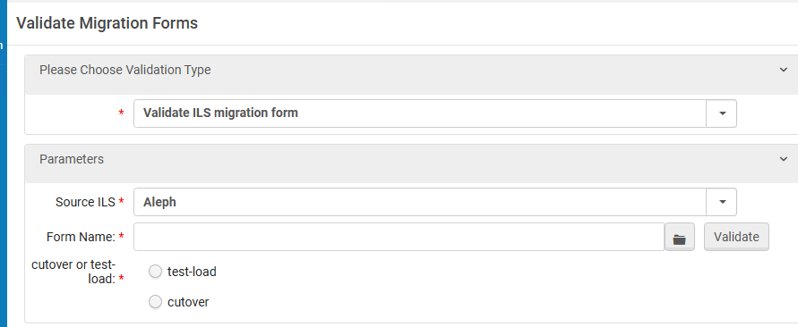 Validate Migration Forms Page