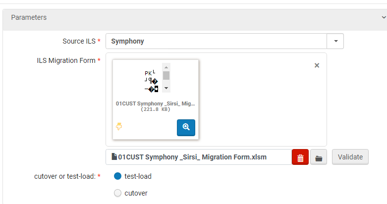 Validate ILS Migration Form Page with File Loaded