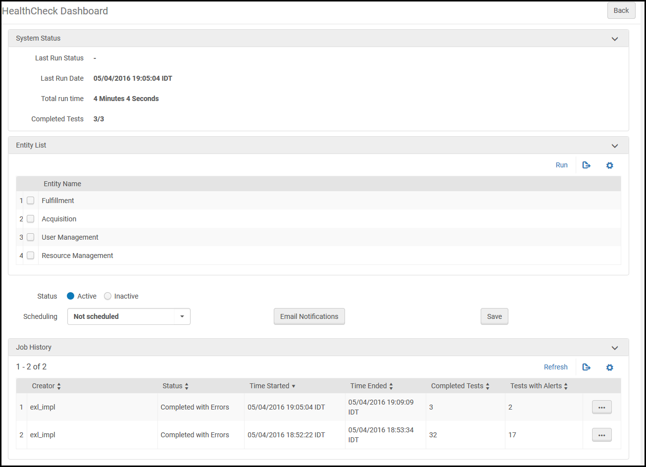 HealthCheck Dashboard