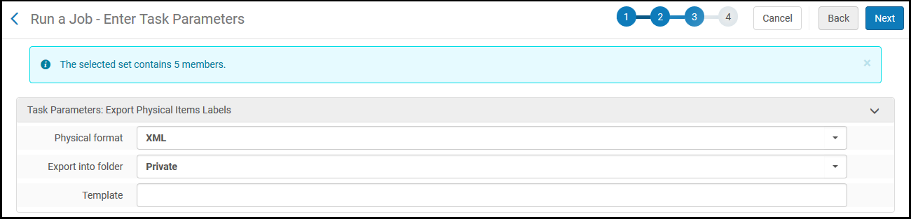 Run a Job - Enter Task Parameters (Example) Page