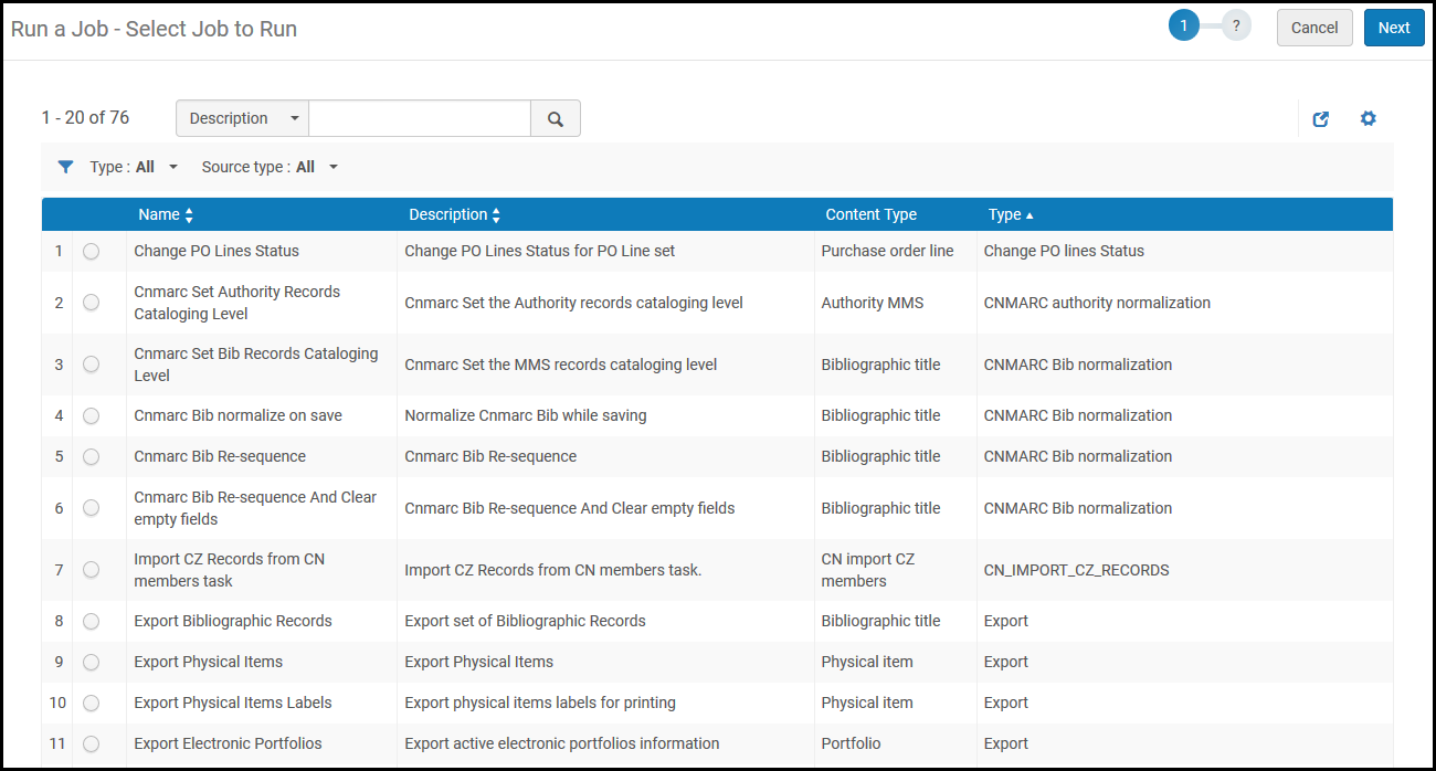 run a job select a job