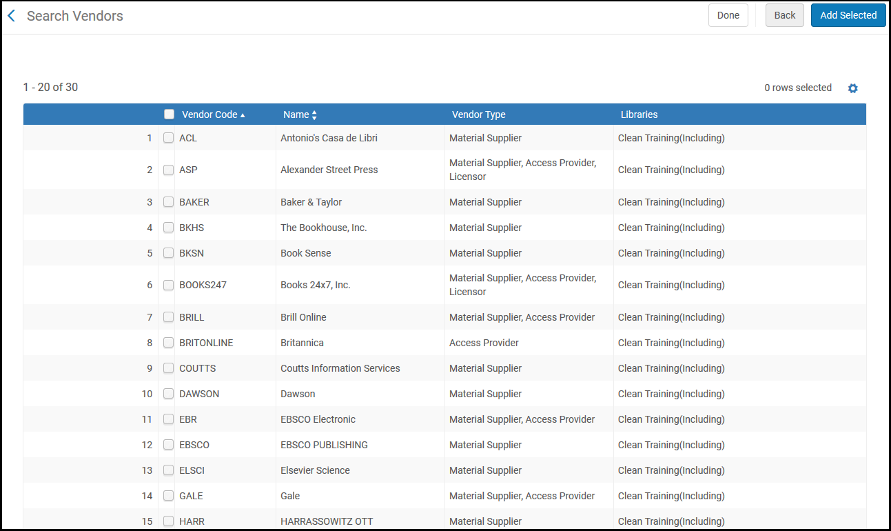 Search Vendors