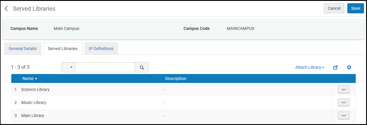 Served Libraries Page