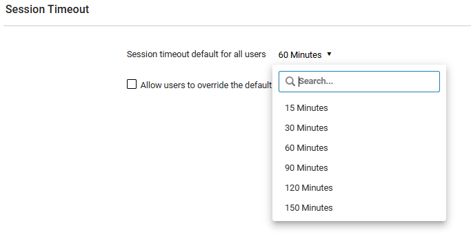 The Session Timeout page