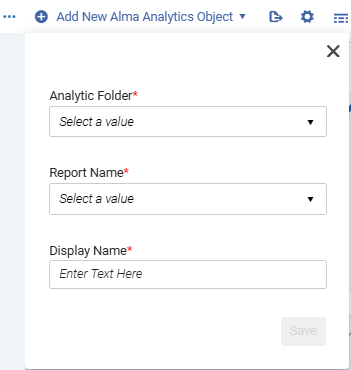 New Analytics Object dialog box.