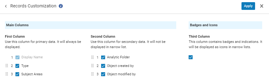 record customization options.