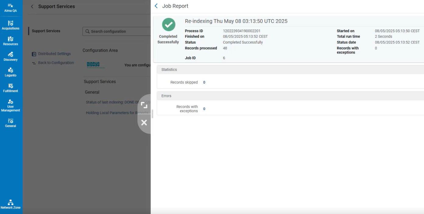 The status of the last indexing.