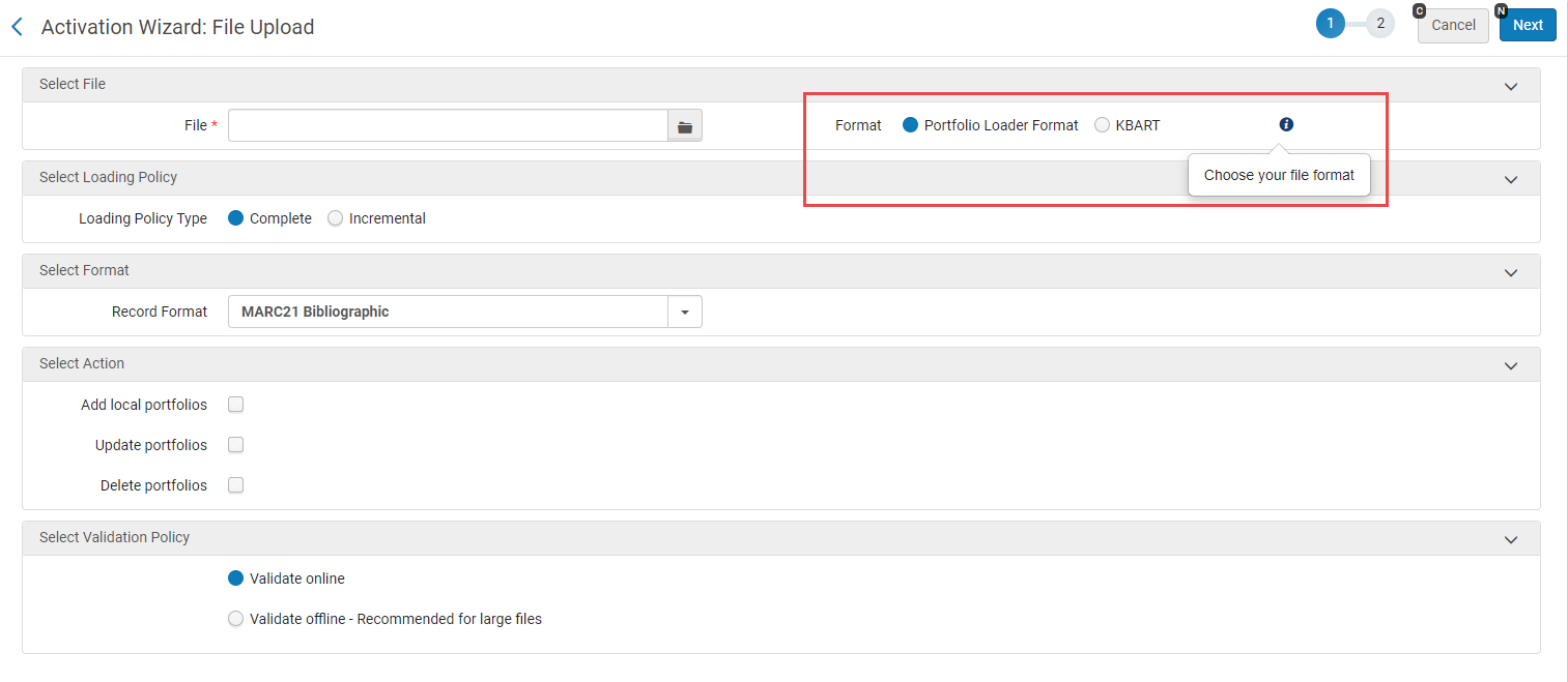 KBART option on the Portfolio Loader
