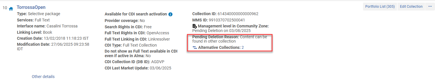 The pending deletion option.