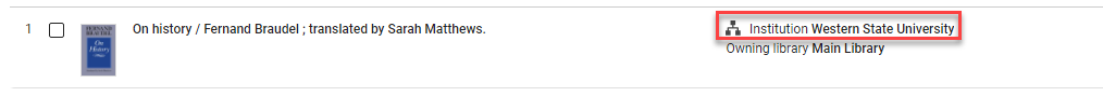 The Institution name on the request in the network activity tab.