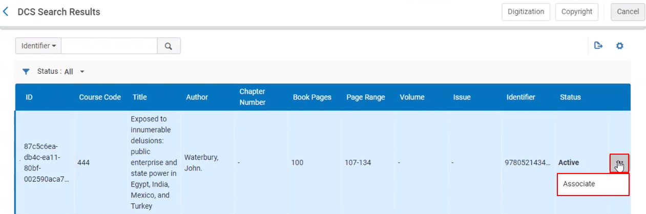 The option to associate the extracted reference with a citaition.