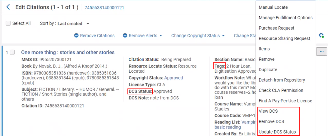 DCS citation actions.