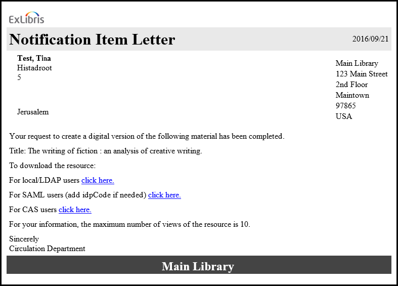 Notification Letter - Document Link