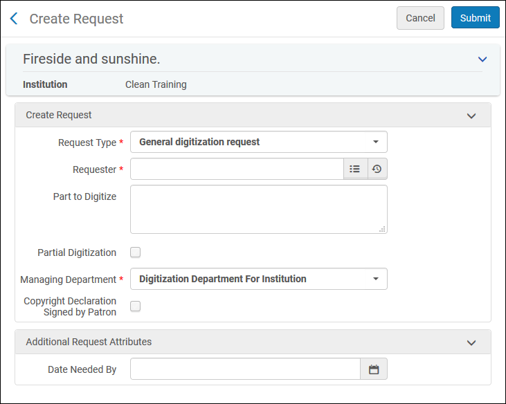 Create Request Page – Added Request Attribute
