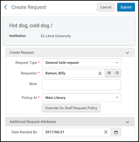 Create Request Page – Added Request Attribute