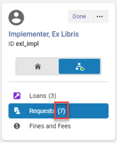 The requests counter in the left pane.