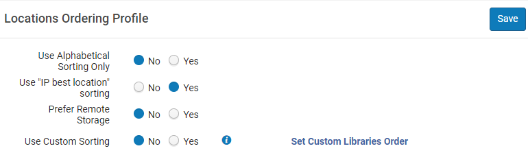 Location Ordering Profile Page