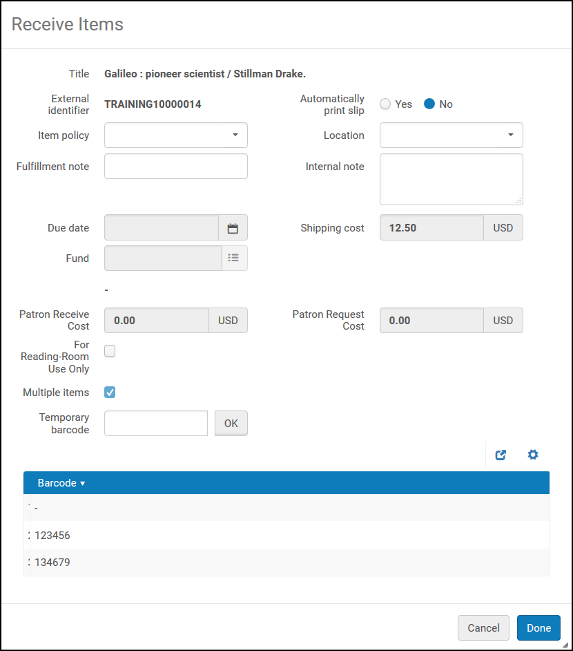 Receive Multiple Items
