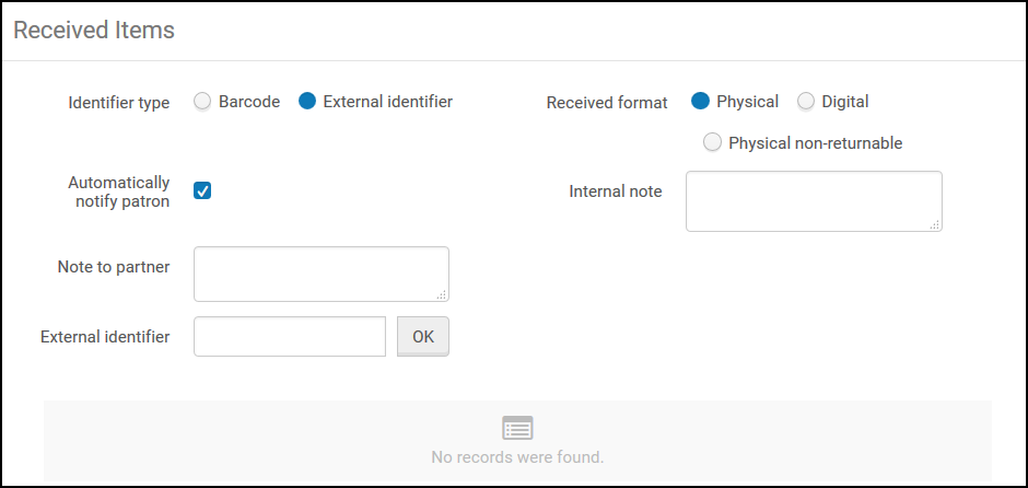 Received Items Page