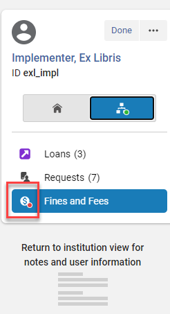 The content indicator for the Fines and Fees button in the Network Activity tab.