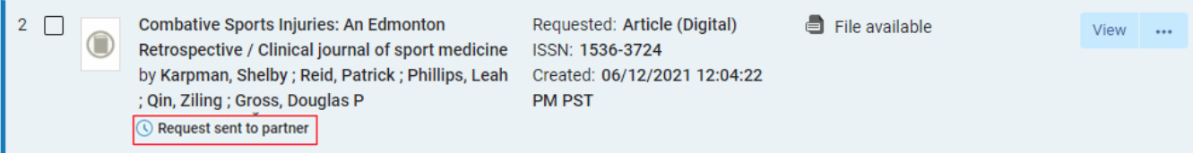 The "Request sent to partner" status update.
