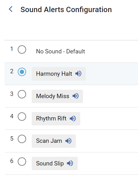 The Sound Alert Configuration page.