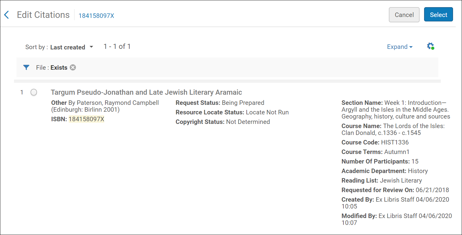 Result Screen - Similar Citations with Files