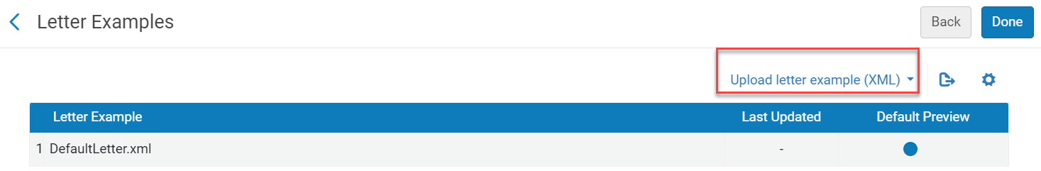 The Upload letter example (XML)