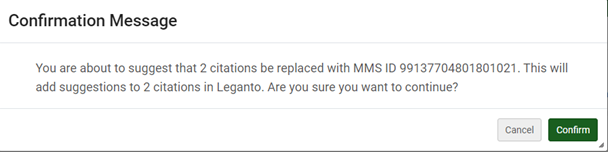 A confirmation replacement message.