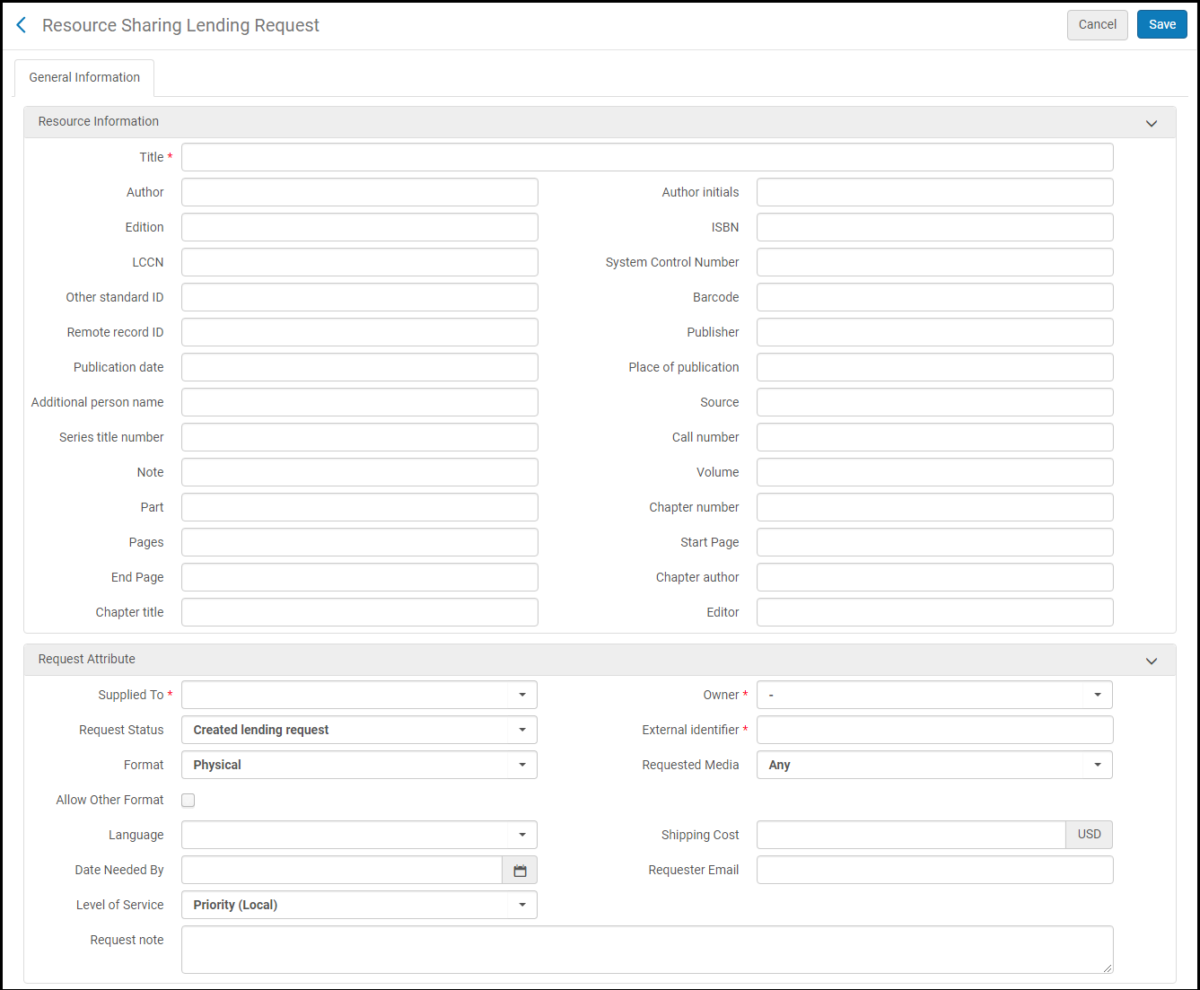 Manual Lending Request