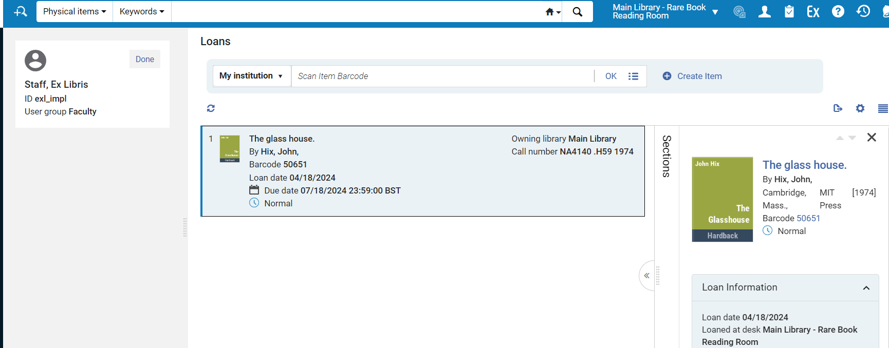 Loans on the InnReach page