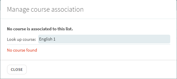 The manage course association list.