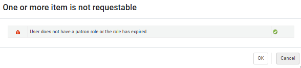 The One or more item is not requestable message